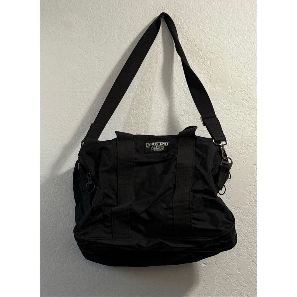 Lands' End Lighthouse Attache Laptop Travel Case Overnight Bag Black Made in USA